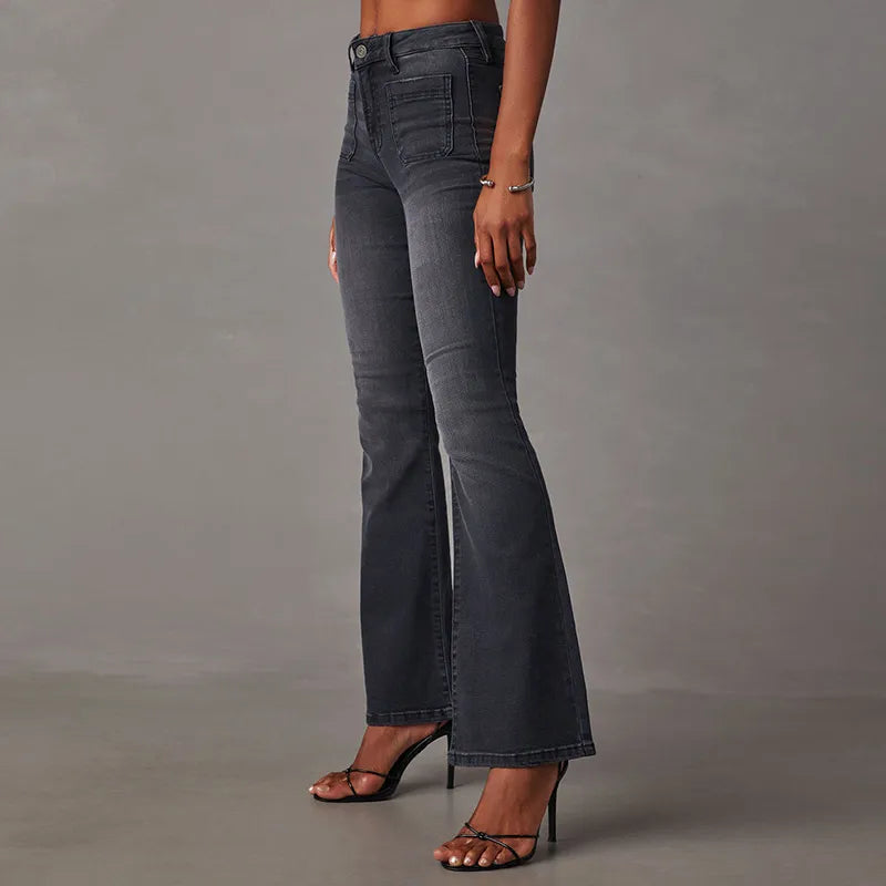 High Waist Stretch Flared Jeans