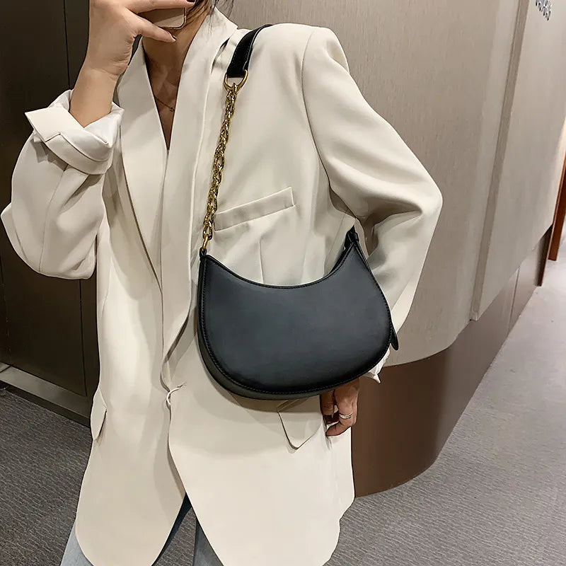 Women Fashion Casual PU Zipper Shoulder Underarm Bag