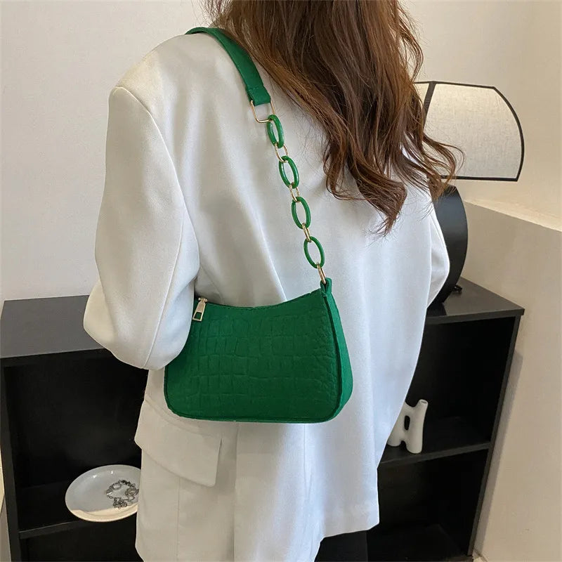 Fashion Casual Rhombic Nylon Square Zipper Shoulder Bag