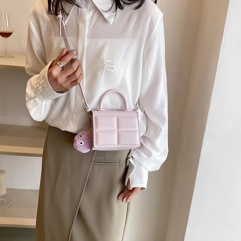 Women Fashion Solid Color Square Mini PU Crossbody Bag