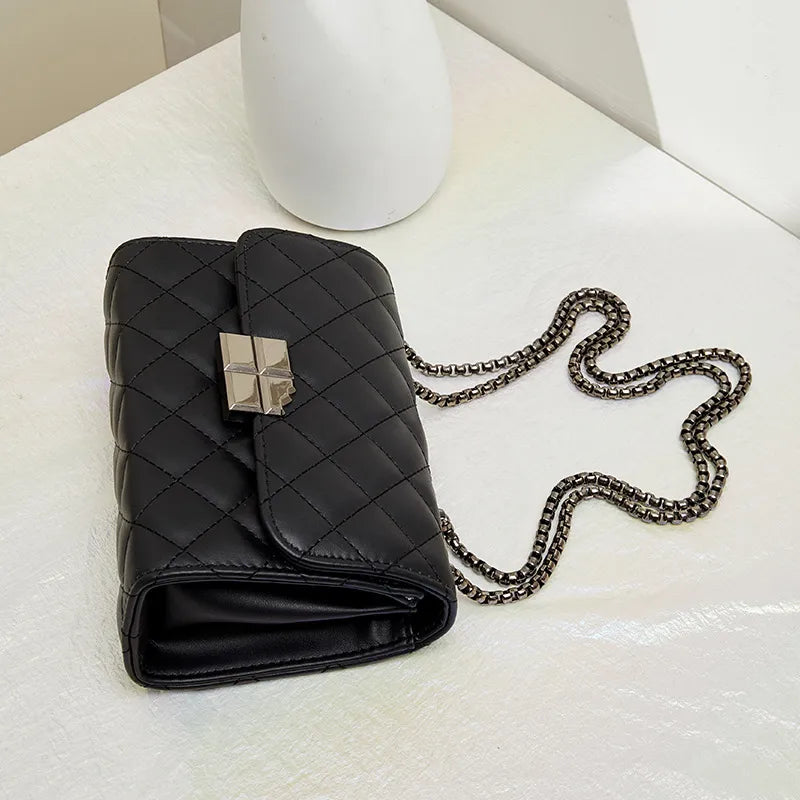 Women Rhombus Pattern Chain Shoulder Bag