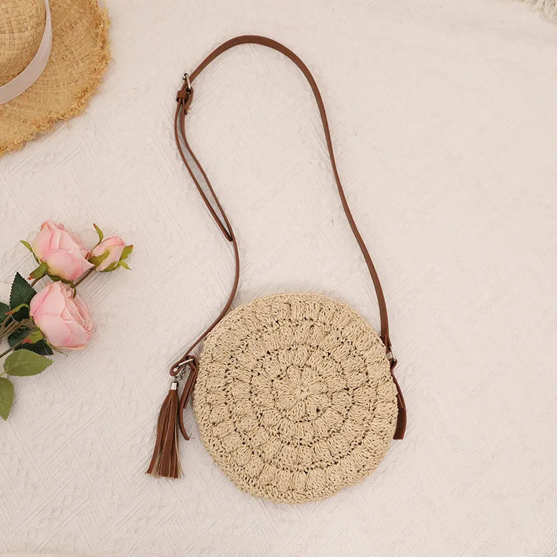 Bohemian Style Beach Holiday Round Woven Shoulder Bag SKU: T103AABC99 Min.Order: 1