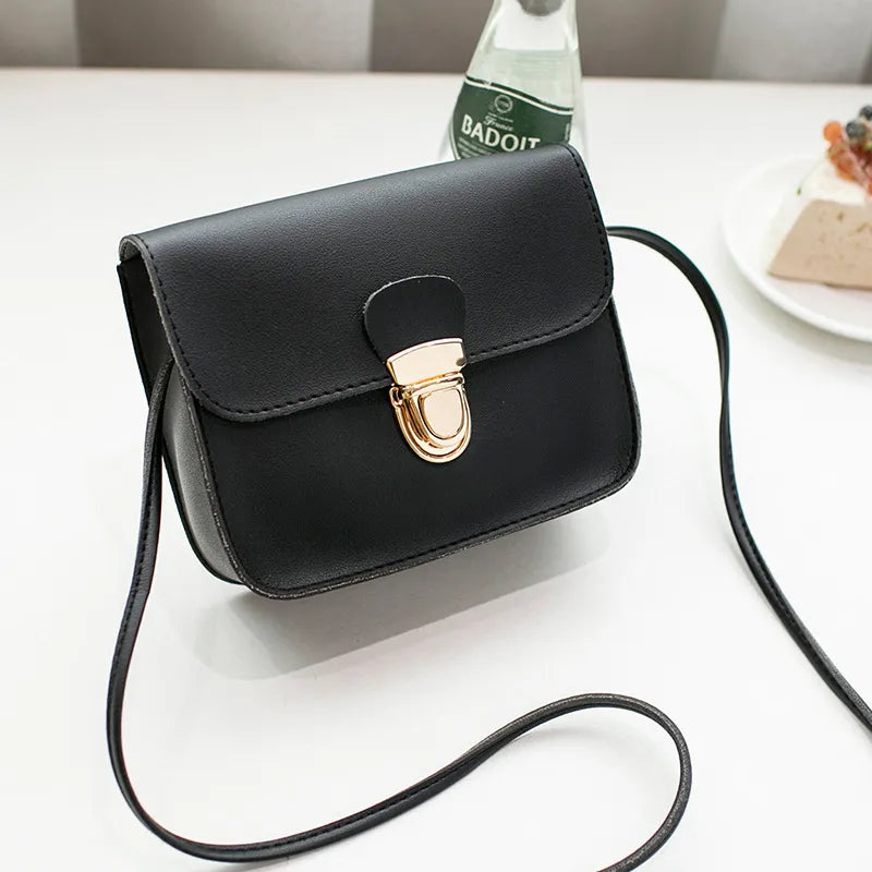 Women Fashion Solid Color Metal Buckle Messenger Mini Bag