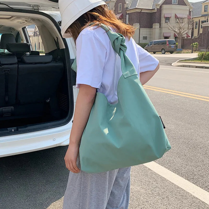 Women Casual Design Solid Color Large Capacity Shoulder Handle Tote Bag