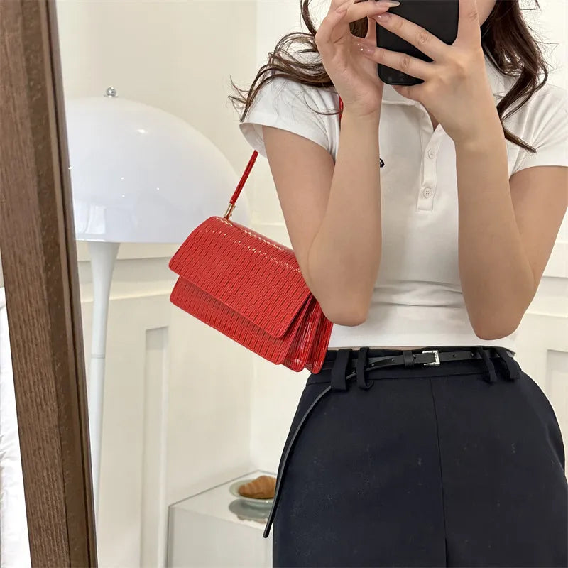 Simple Stone Pattern Flip-On Underarm Messenger Bag
