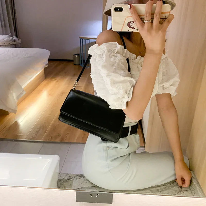 Solid Color Shoulder Underarm Bag