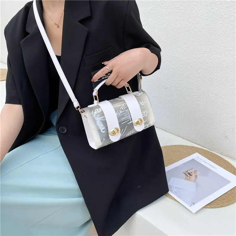 Clear Jelly Bag Women'S Simple Casual Graffiti Bag