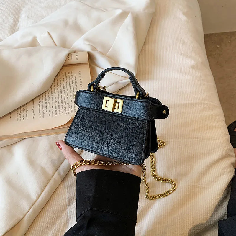 Women Fashion Buckle Square Chain Mini Crossbody Bag