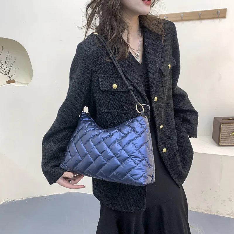 Women Casual Basic Stitching Design Solid Color Large Capacity PU Shoulder Bag