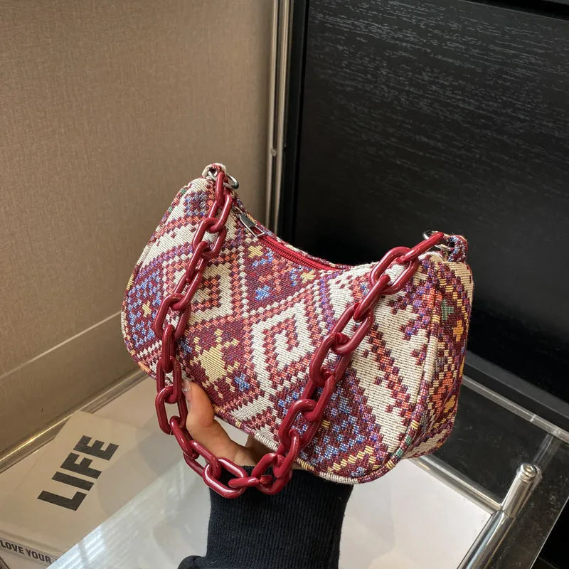Spring Ethnic Style Canvas Large Capacity Bag