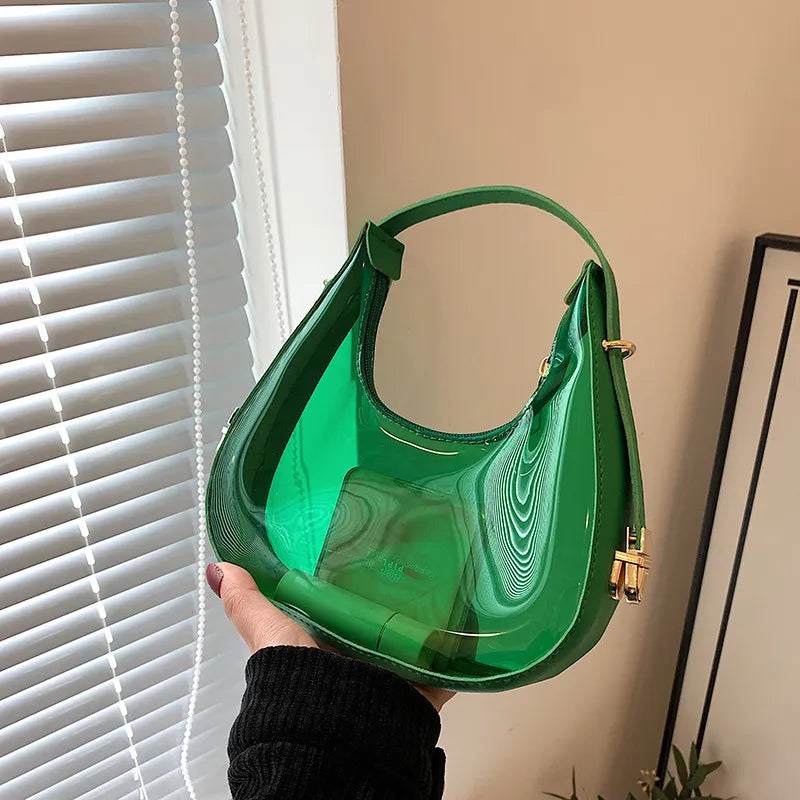 Women Fashion Popular Retro Transparent Clear Jelly Shoulder Bag