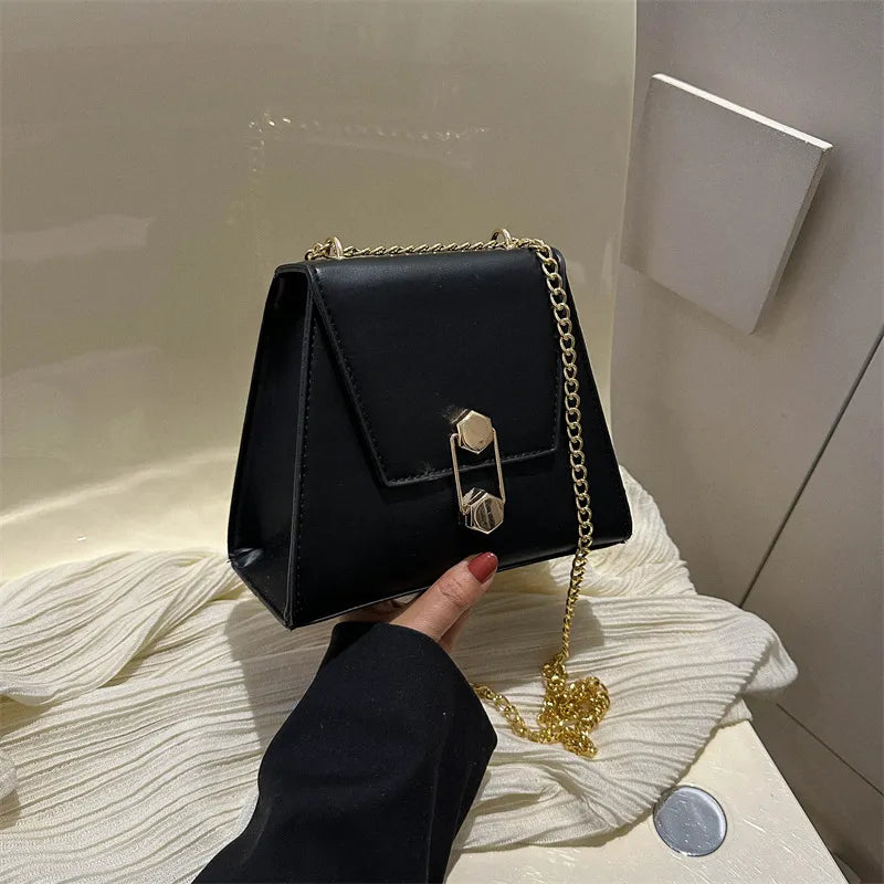 Women Fashion Casual Solid Color Flap Chain Mini Shoulder Bag