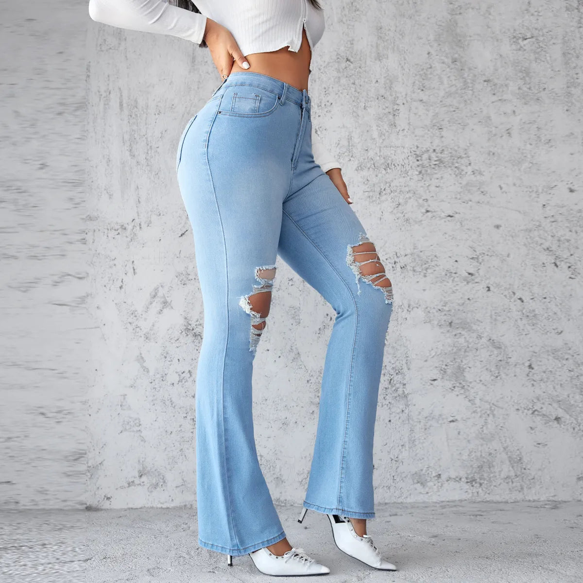 Women Stretch Ripped Jeans