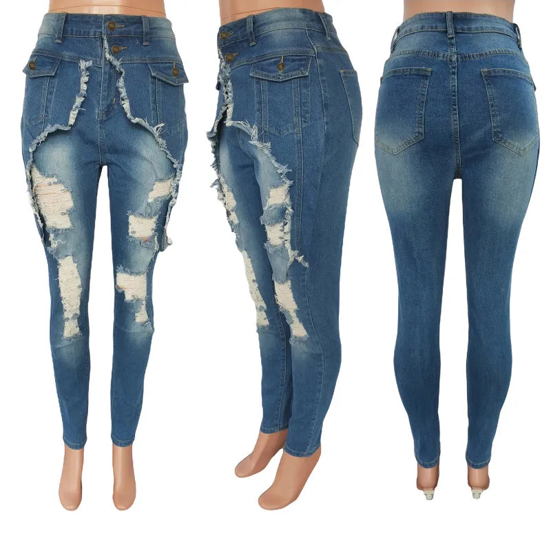 Stitching Ripped Jeans