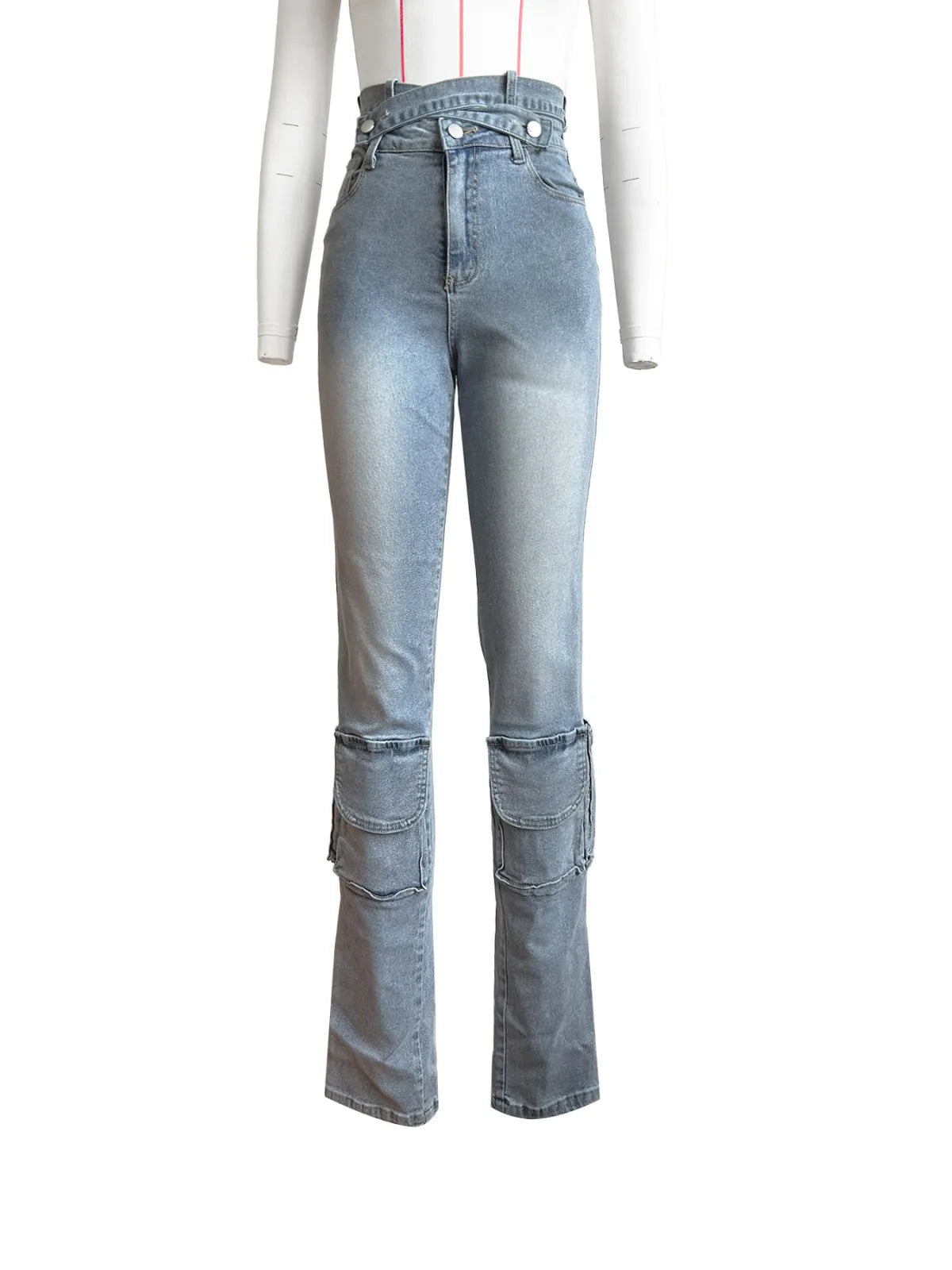 Stitching Multi-Pocket Jeans