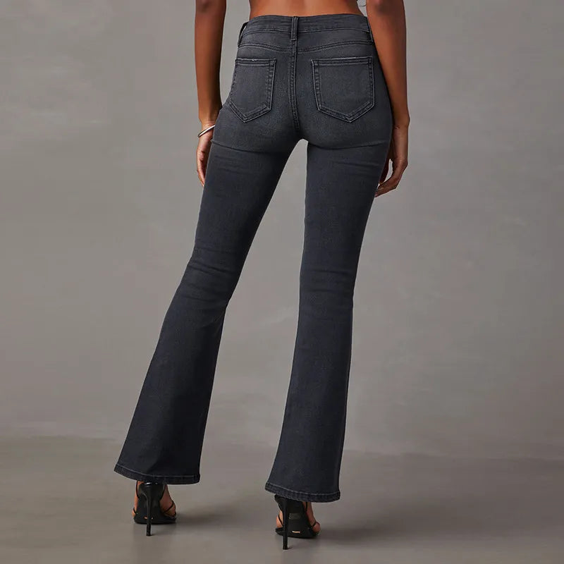 High Waist Stretch Flared Jeans