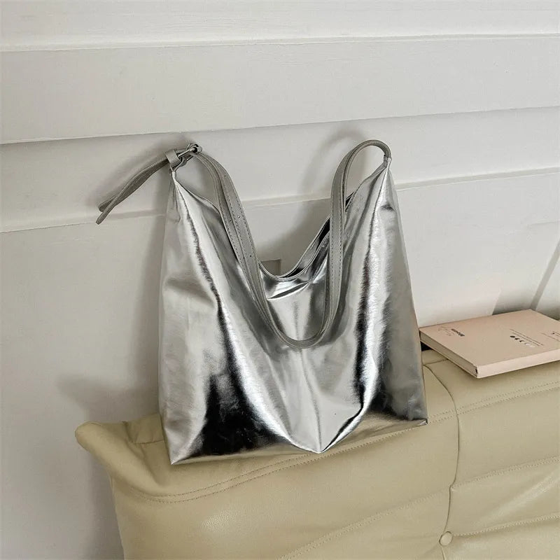 Solid Color Large Capacity Shoulder Tote Bag