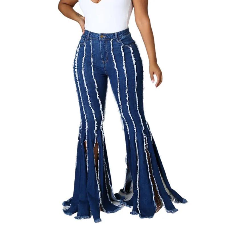 Sexy Fashion Tassel Flared Jeans