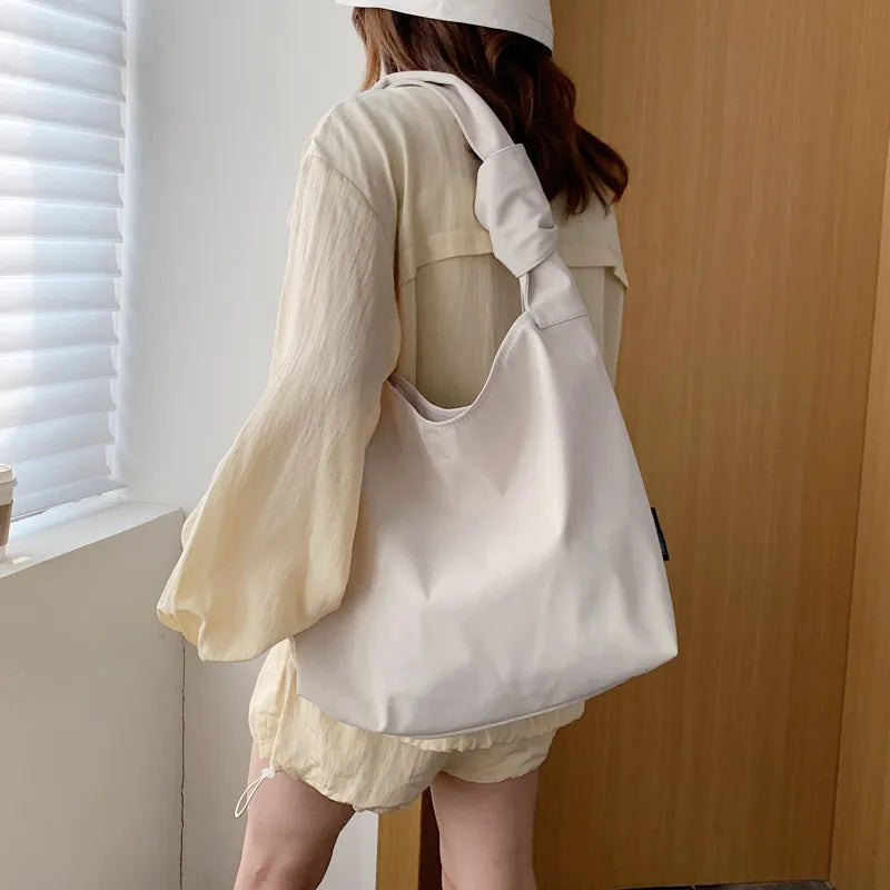 Women Casual Design Solid Color Large Capacity Shoulder Handle Tote Bag