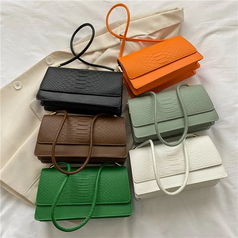 Women'S Fashion Solid Color Crocodile Shoulder Underarm Bag