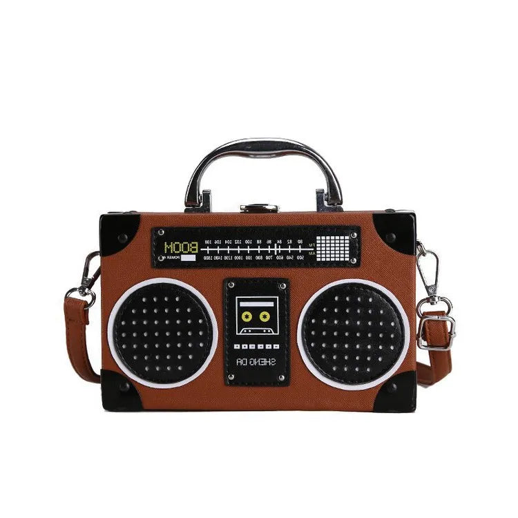 Radio Shape Women Creative Design Square Shoulder Handle Bag