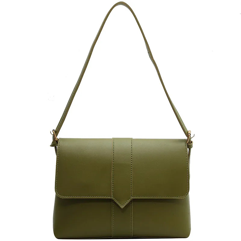 Women Retro Casual Simple Solid Color Shoulder Bag