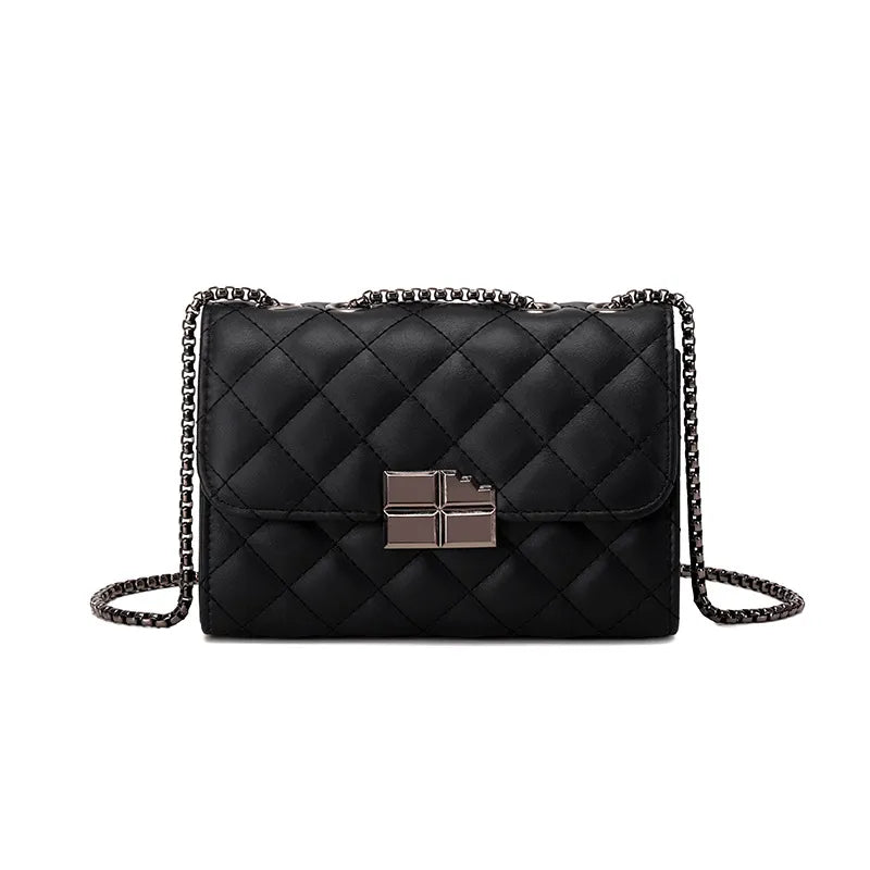 Women Rhombus Pattern Chain Shoulder Bag