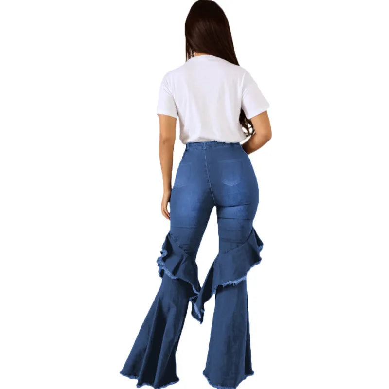 Loose Fringe Flared Jeans
