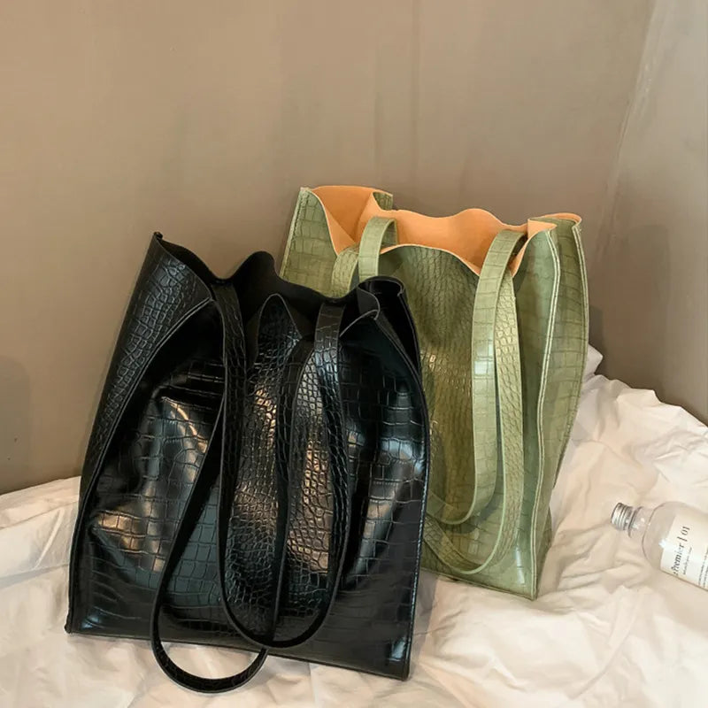 Crocodile Pattern Large Capacity PU Shoulder Bag