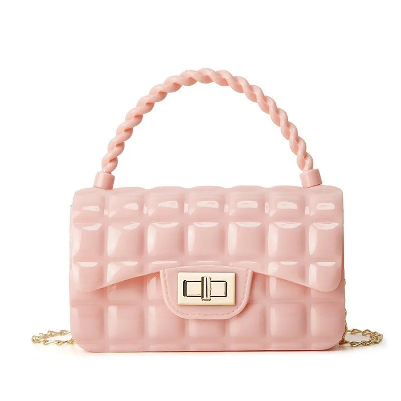 Women Fashion Multicolor Rhombus Chain Lock Messenger Mini Bag