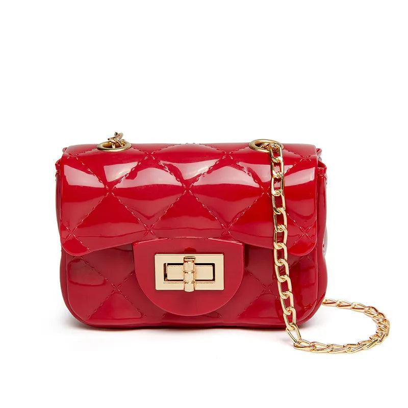Women Fashion Simple Solid Color Flap Metal Buckle Mini Chain Shoulder Crossbody Bag