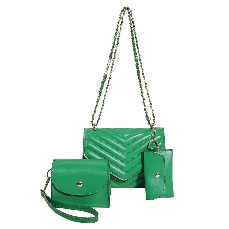 Fashion PU Solid Color Chain Square Shoulder Bag