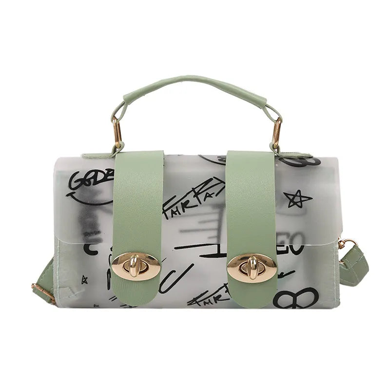 Clear Jelly Bag Women'S Simple Casual Graffiti Bag