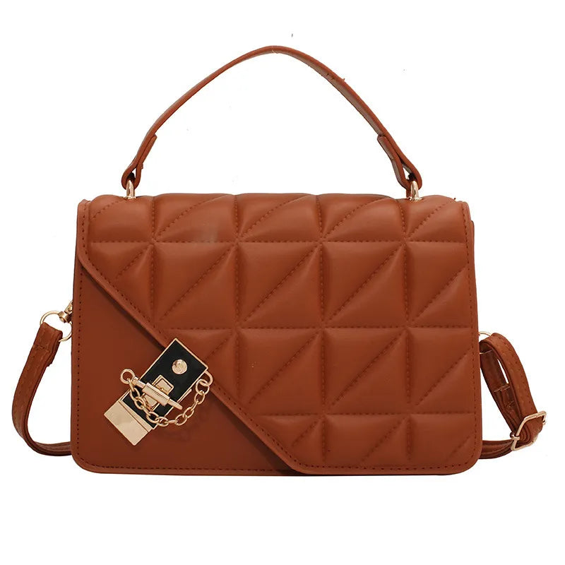 Retro Solid Color Plaid Simple Shoulder Bag