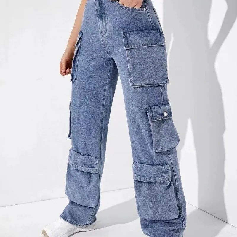 Casual Multi-Pocket Jeans Cargo Pants