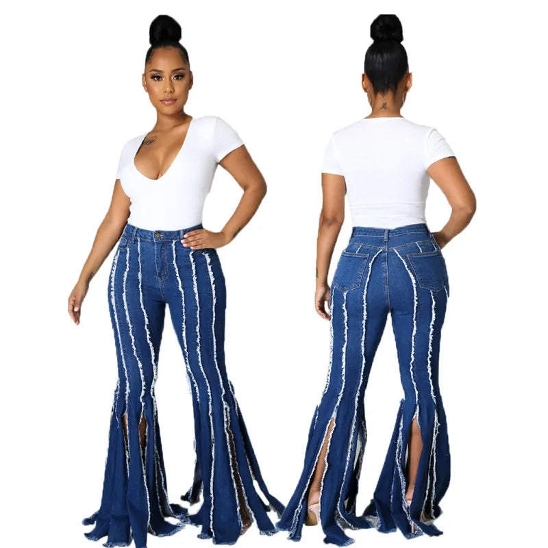 Sexy Fashion Tassel Flared Jeans