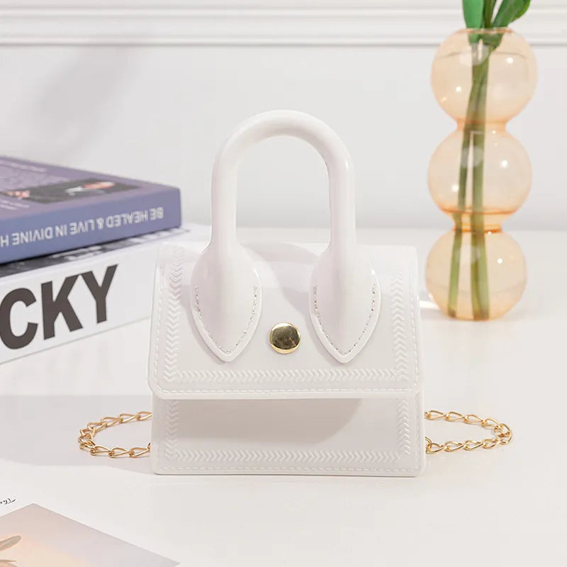 Women Fashion Simple Solid Color PVC Flap Mini Shoulder Crossbody Bag