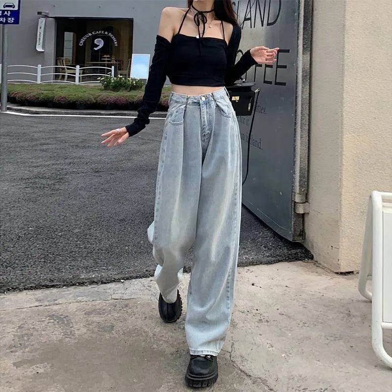 Casual High Waist Straight Jeans