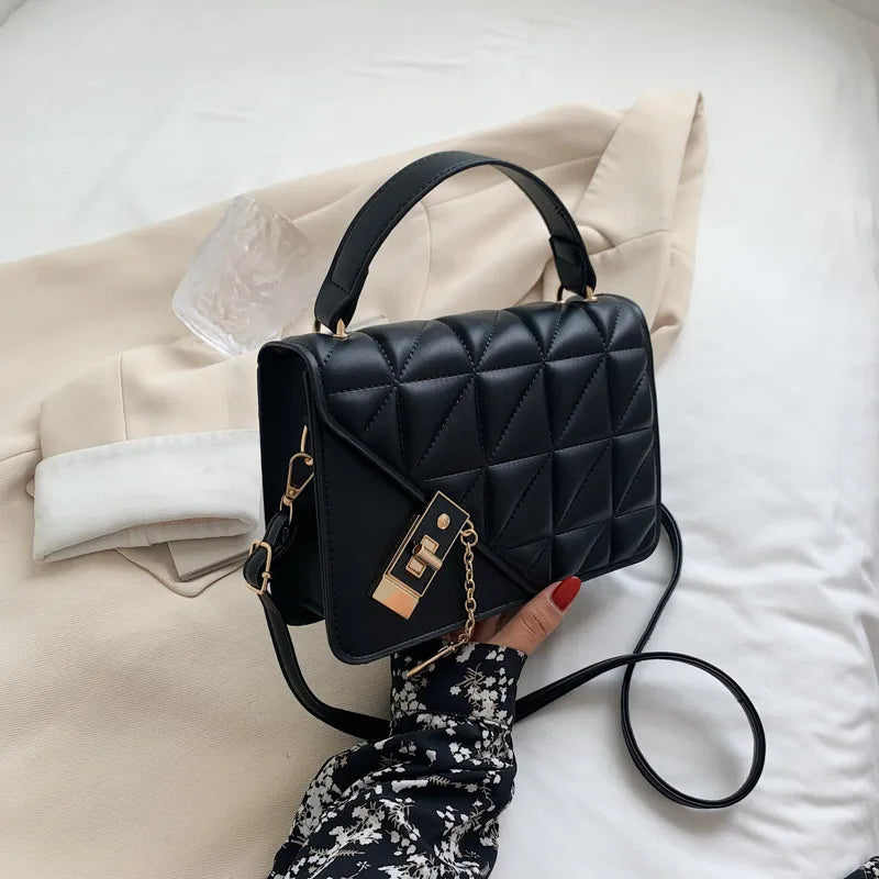 Retro Solid Color Plaid Simple Shoulder Bag