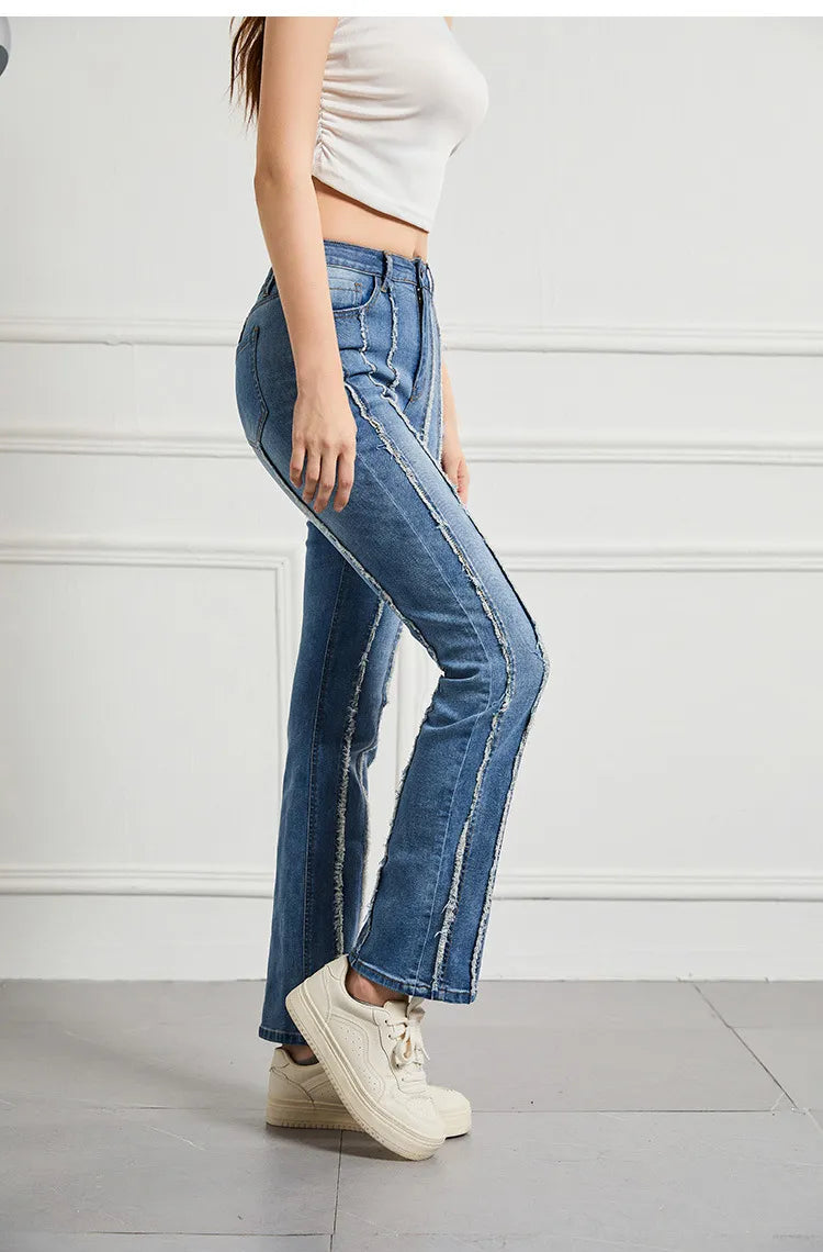 High Waist Stretch Stitching Jeans
