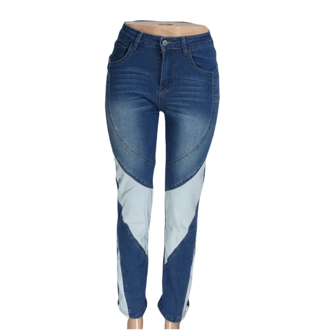 Casual Colorblock Skinny Jeans