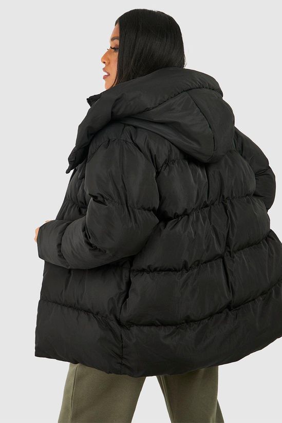 Petite Oversized Pocket Detail Puffer Jacket