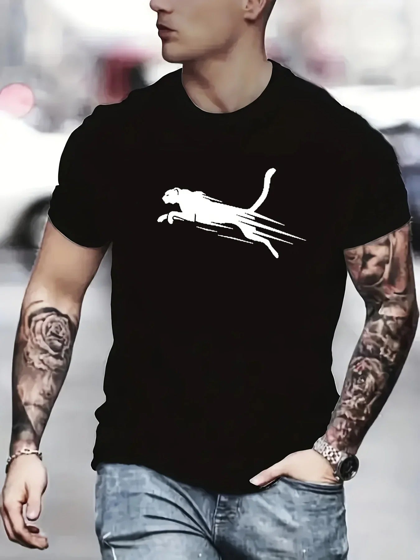 Men’s English Letter Print T-Shirt