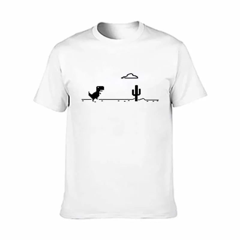 Funny Dinosaur & Cactus Print Men's T-Shirt