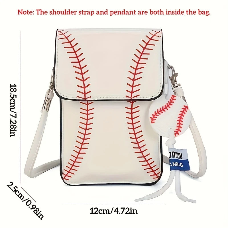Rugby Print PU Phone Bag Wallet, Mini Crossbody bag
