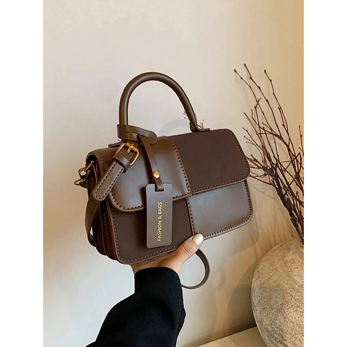 Stylish Elegant Small Square Synthetic Leather Handbag