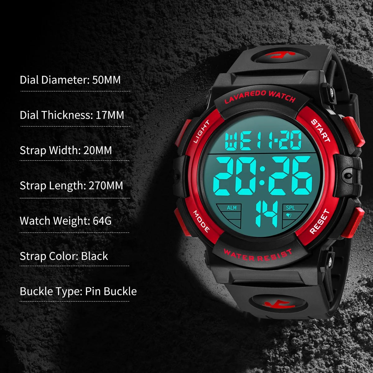 Watches for Man Digital Watches Waterproof Sport Watch with LED Backlight, Running Sports Digital Watch Gifts for Man Father's Day Gift