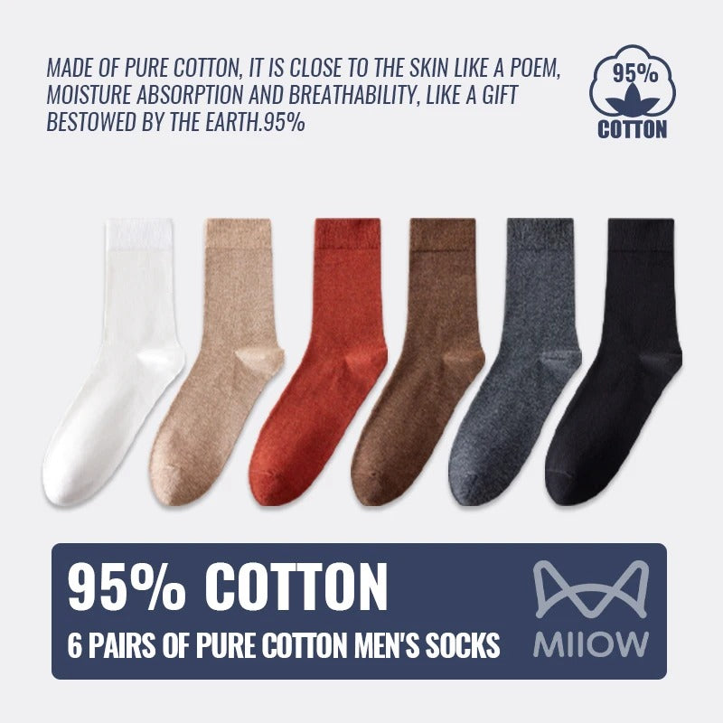 Men’s Cotton Long Crew Socks – 6 Pairs