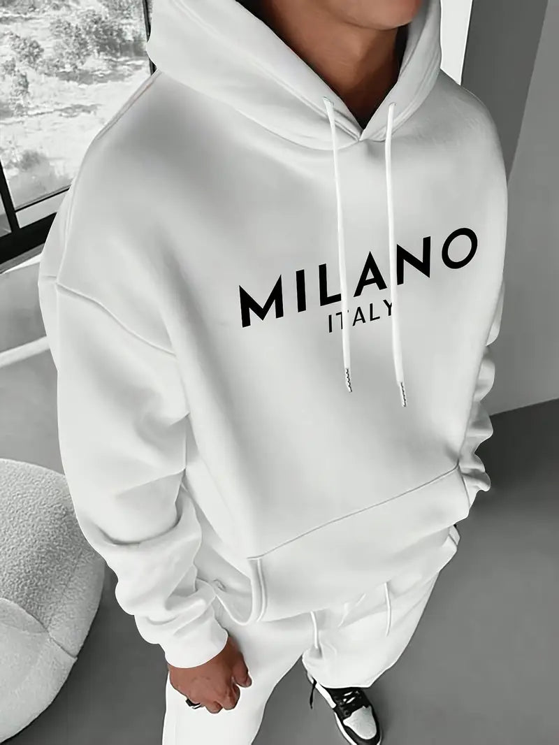 Cozy Men's Casual Hoodie with Letter Print
