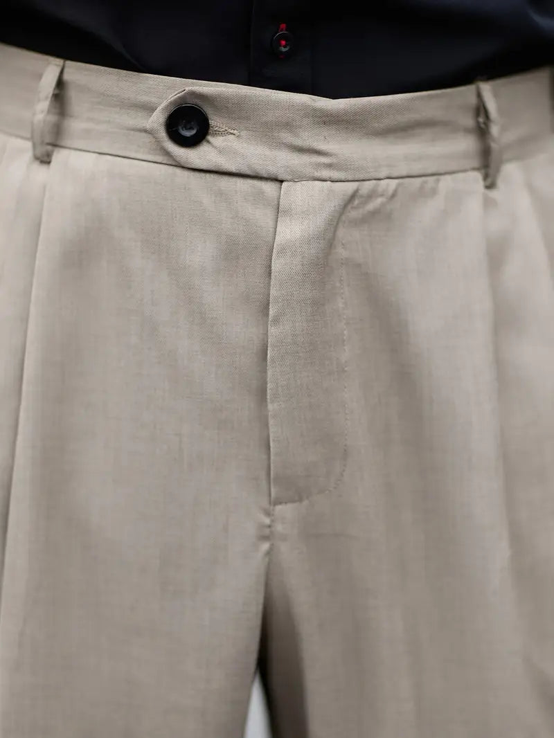 Men'S Elegant Polyester Wide Leg Trousers
